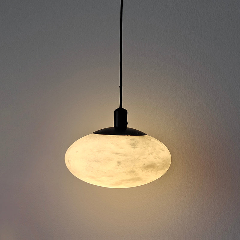 Moonstone Alabaster Pendant Lamp - Natural Spanish Stone & Brass Pendant | Modern Organic
