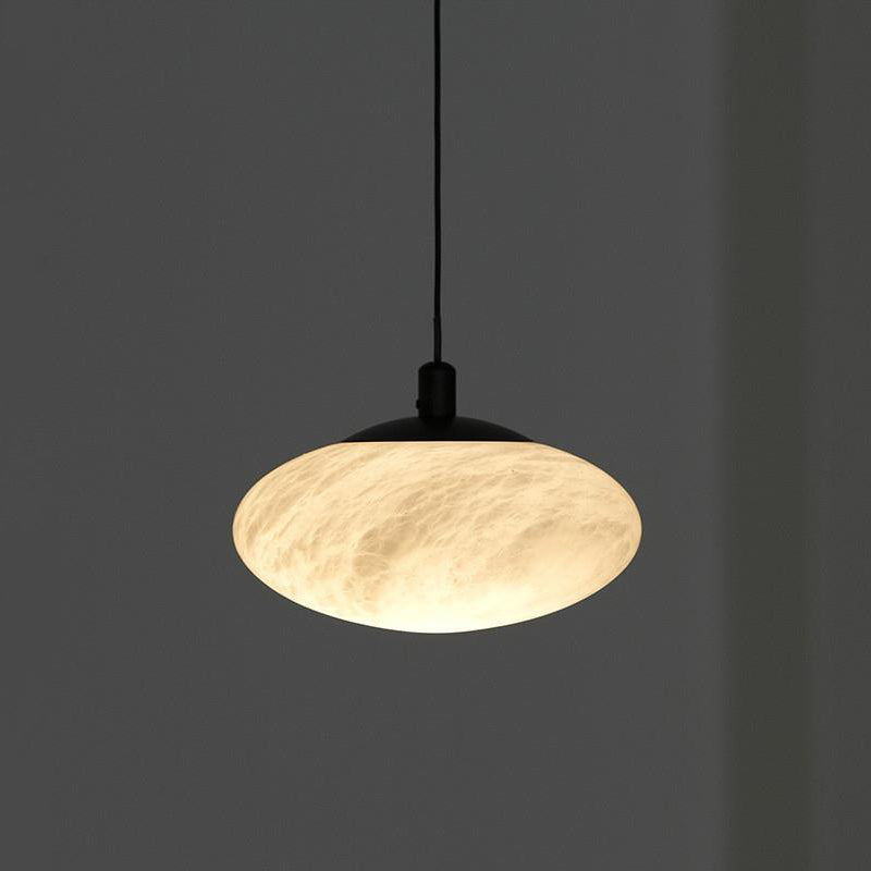 Moonstone Alabaster Pendant Lamp - Natural Spanish Stone & Brass Pendant | Modern Organic