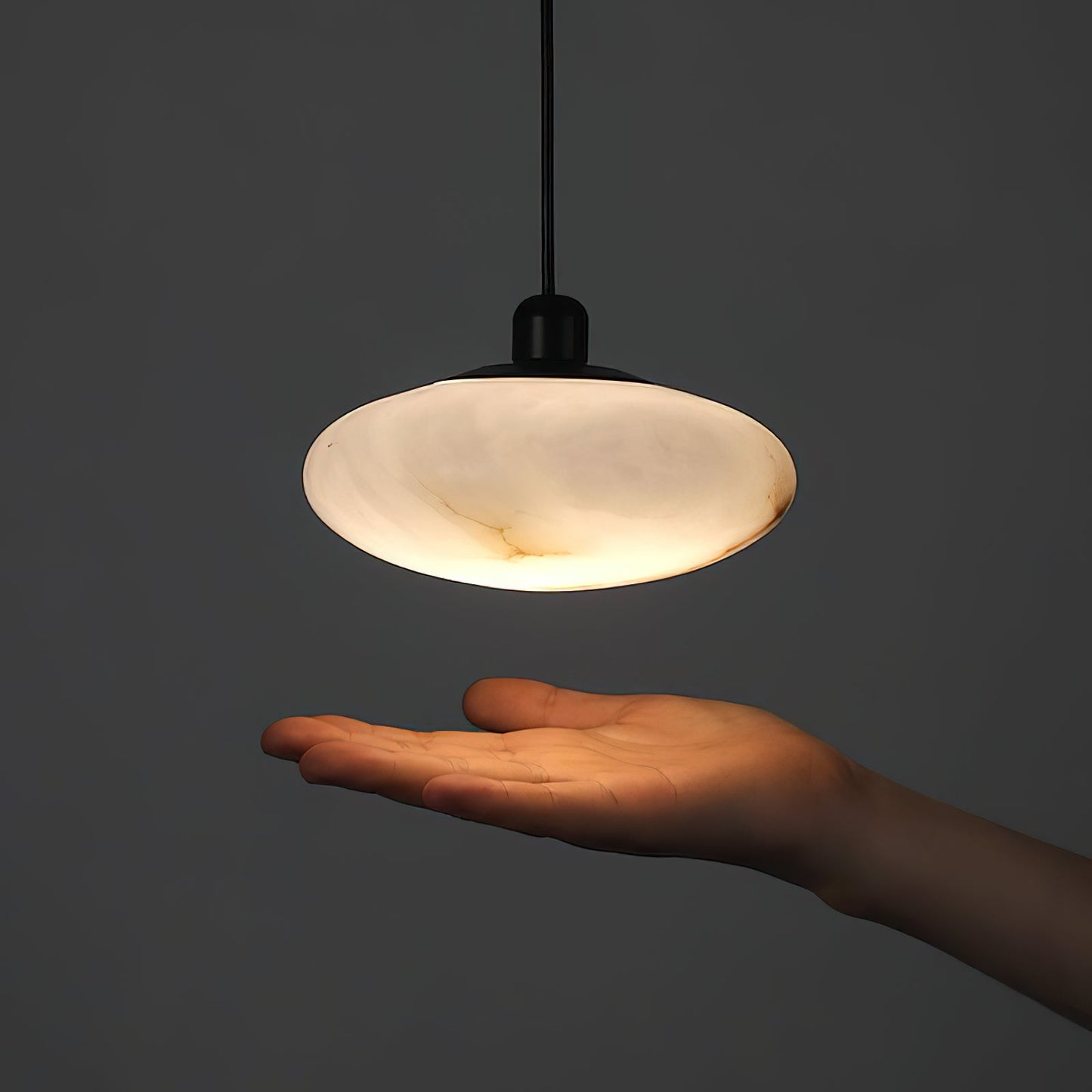 Moonstone Alabaster Pendant Lamp - Natural Spanish Stone & Brass Pendant | Modern Organic