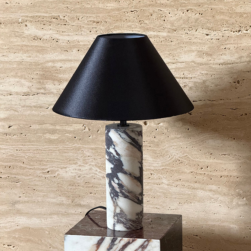 Morola Table Lamp - Minimalist Marble & Fabric Desk Light | Luxury Bedside Stone Lamp