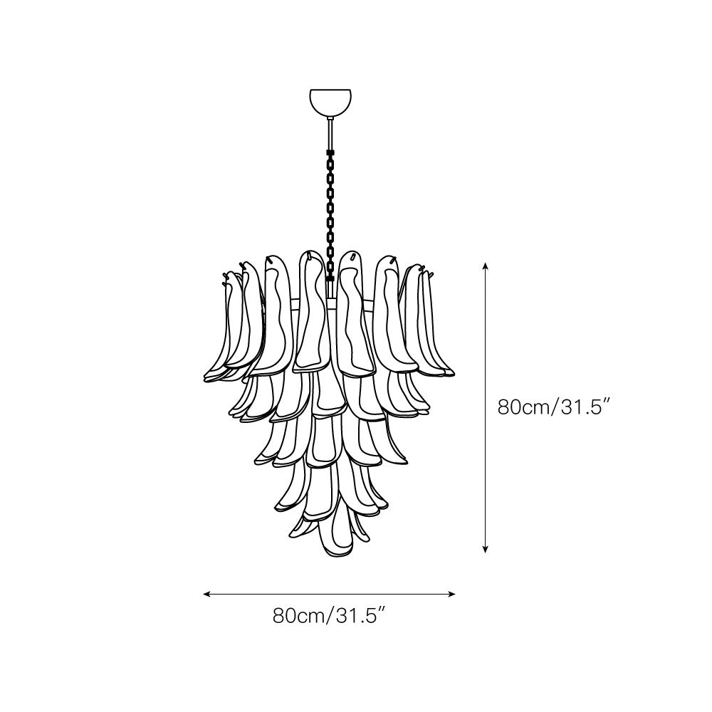 Murano Petal Chandelier - Handcrafted Italian Blown Glass Floral Pendant