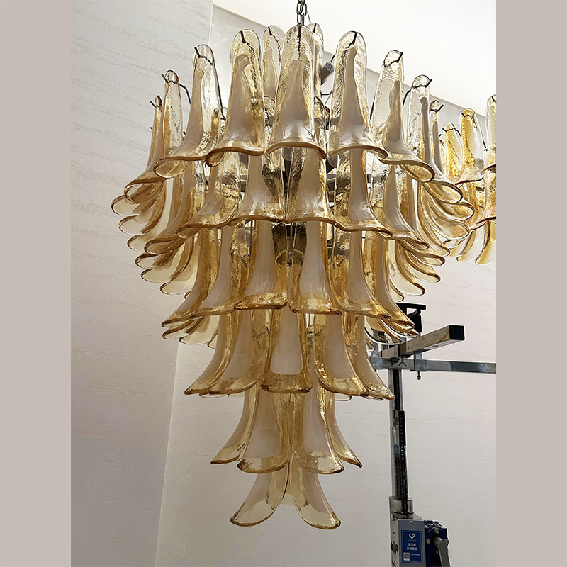Murano Petal Chandelier - Handcrafted Italian Blown Glass Floral Pendant