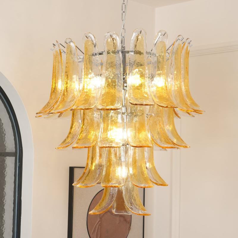 Murano Chandelier - Handcrafted Tiered Glass Art Pendant | Luxury Italian-Style Lighting