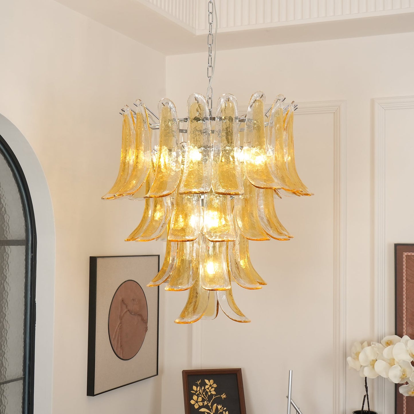 Murano Chandelier - Handcrafted Tiered Glass Art Pendant | Luxury Italian-Style Lighting