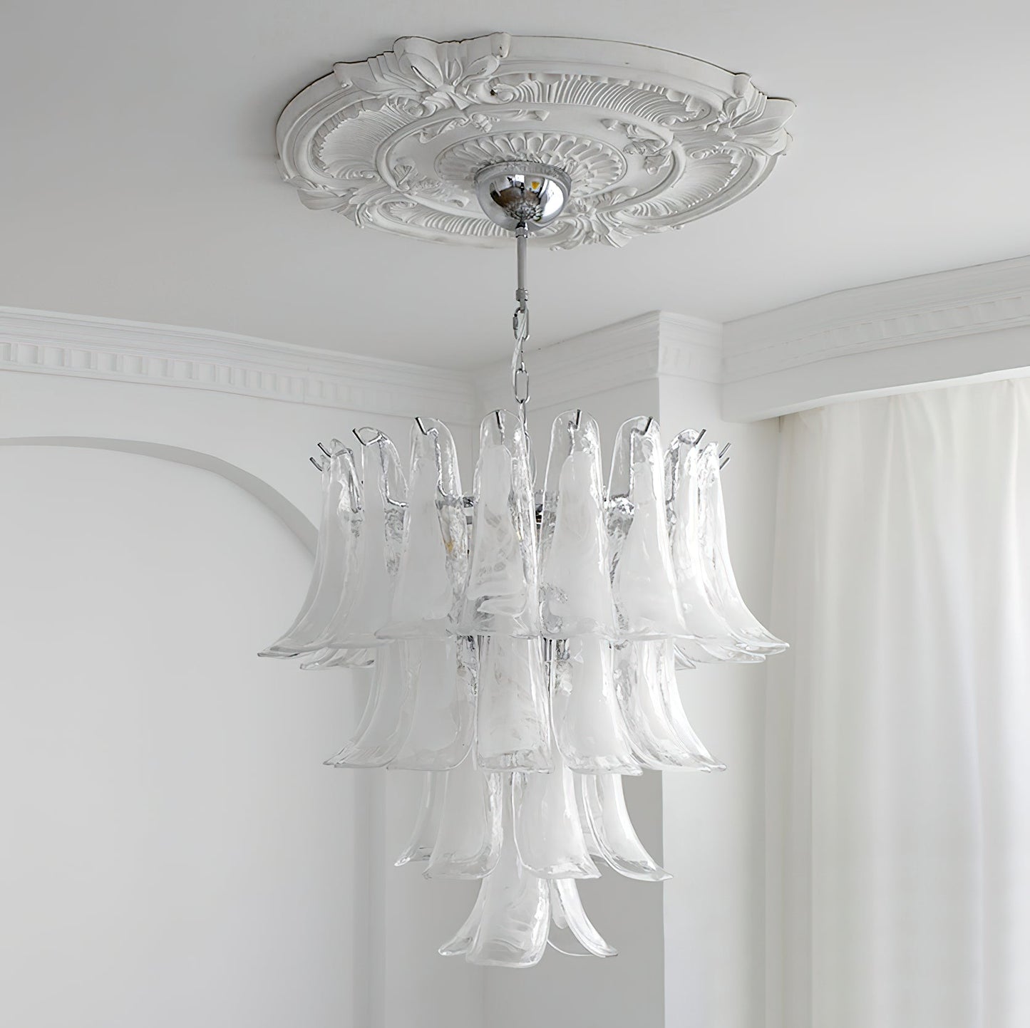Murano Chandelier - Handcrafted Tiered Glass Art Pendant | Luxury Italian-Style Lighting
