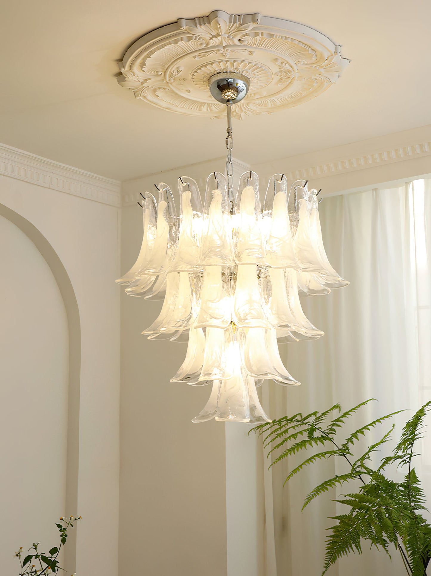 Murano Chandelier - Handcrafted Tiered Glass Art Pendant | Luxury Italian-Style Lighting