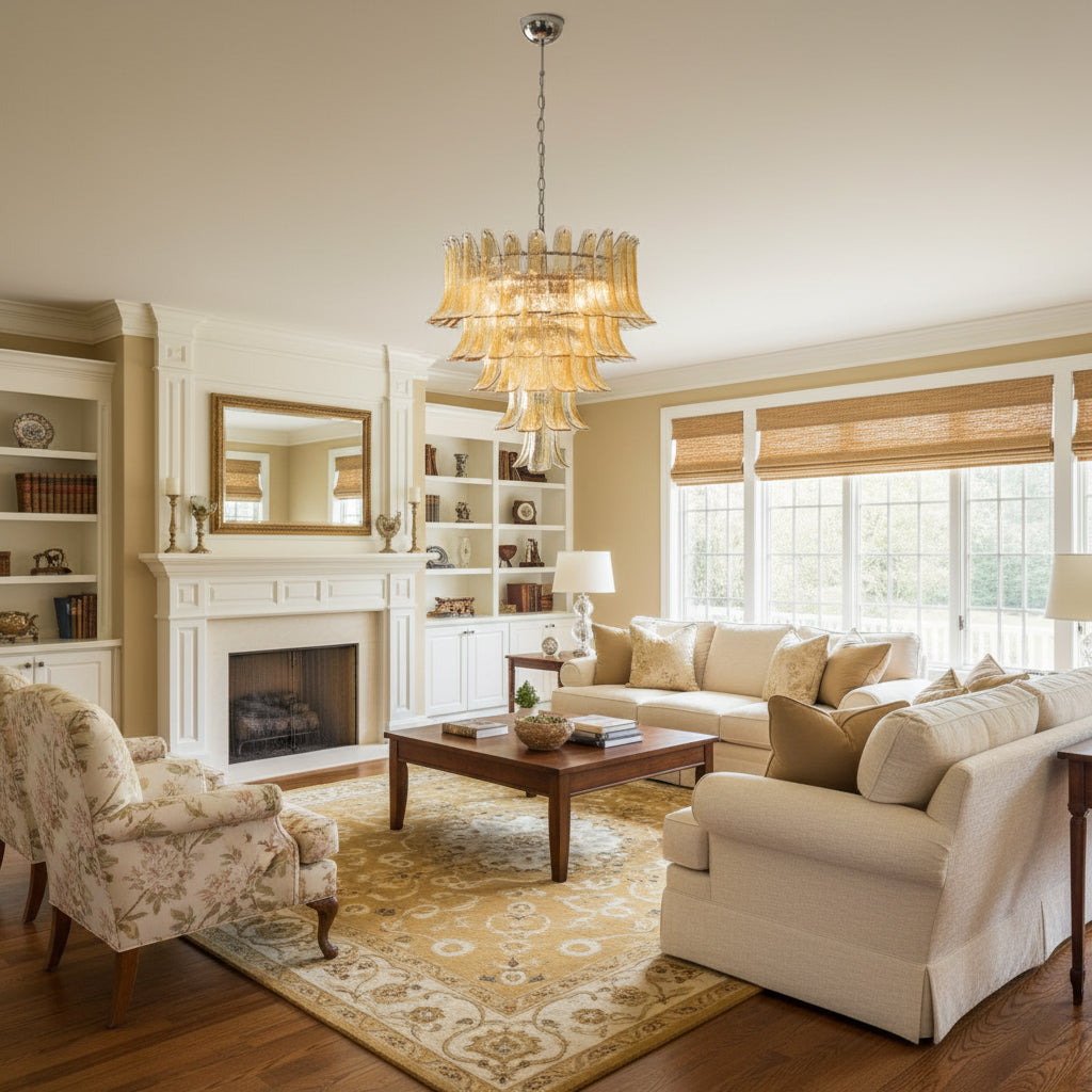 Murano Chandelier - Handcrafted Tiered Glass Art Pendant | Luxury Italian-Style Lighting