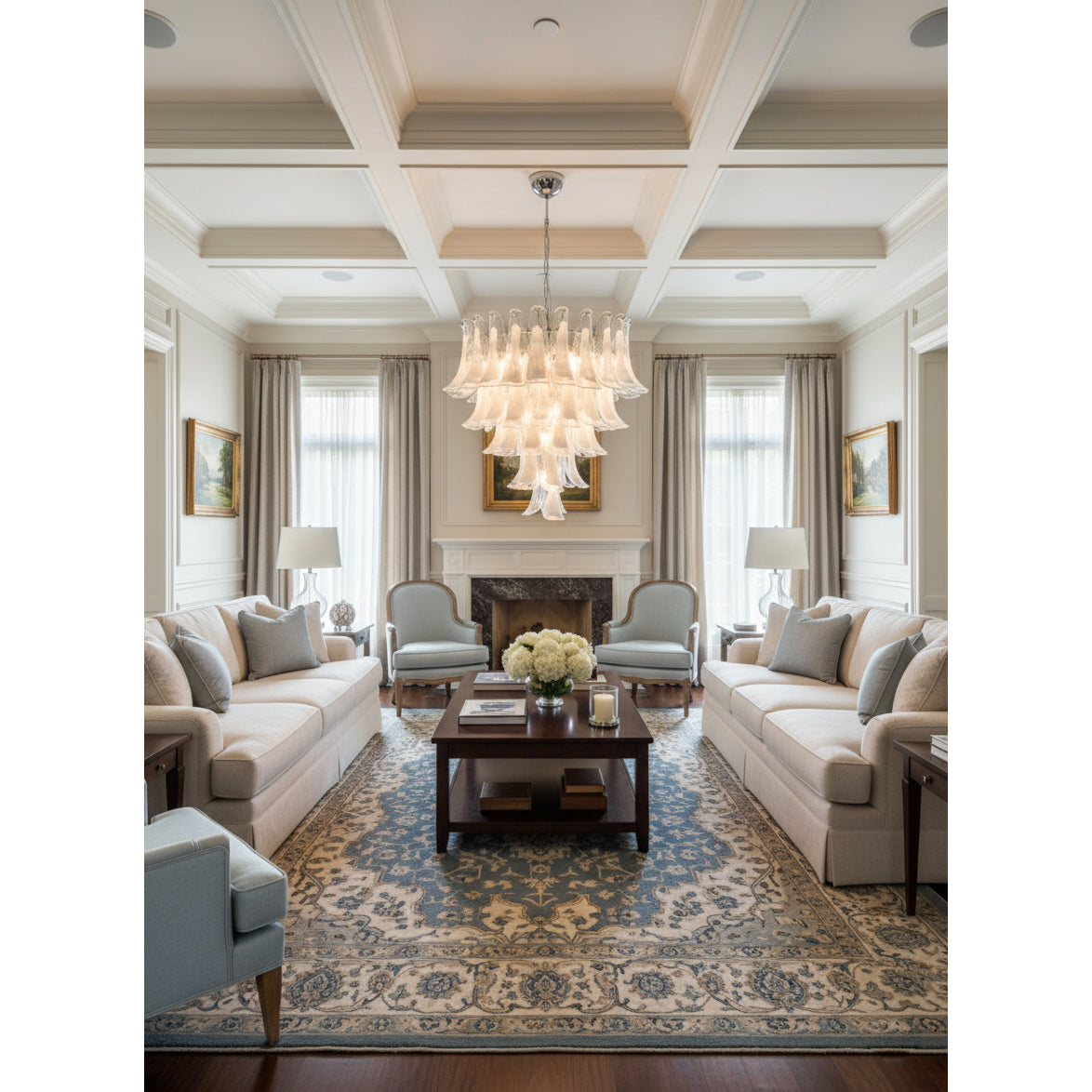 Murano Chandelier - Handcrafted Tiered Glass Art Pendant | Luxury Italian-Style Lighting