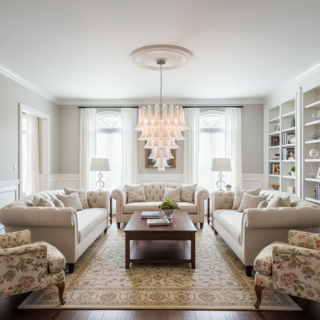 Murano Chandelier - Handcrafted Tiered Glass Art Pendant | Luxury Italian-Style Lighting