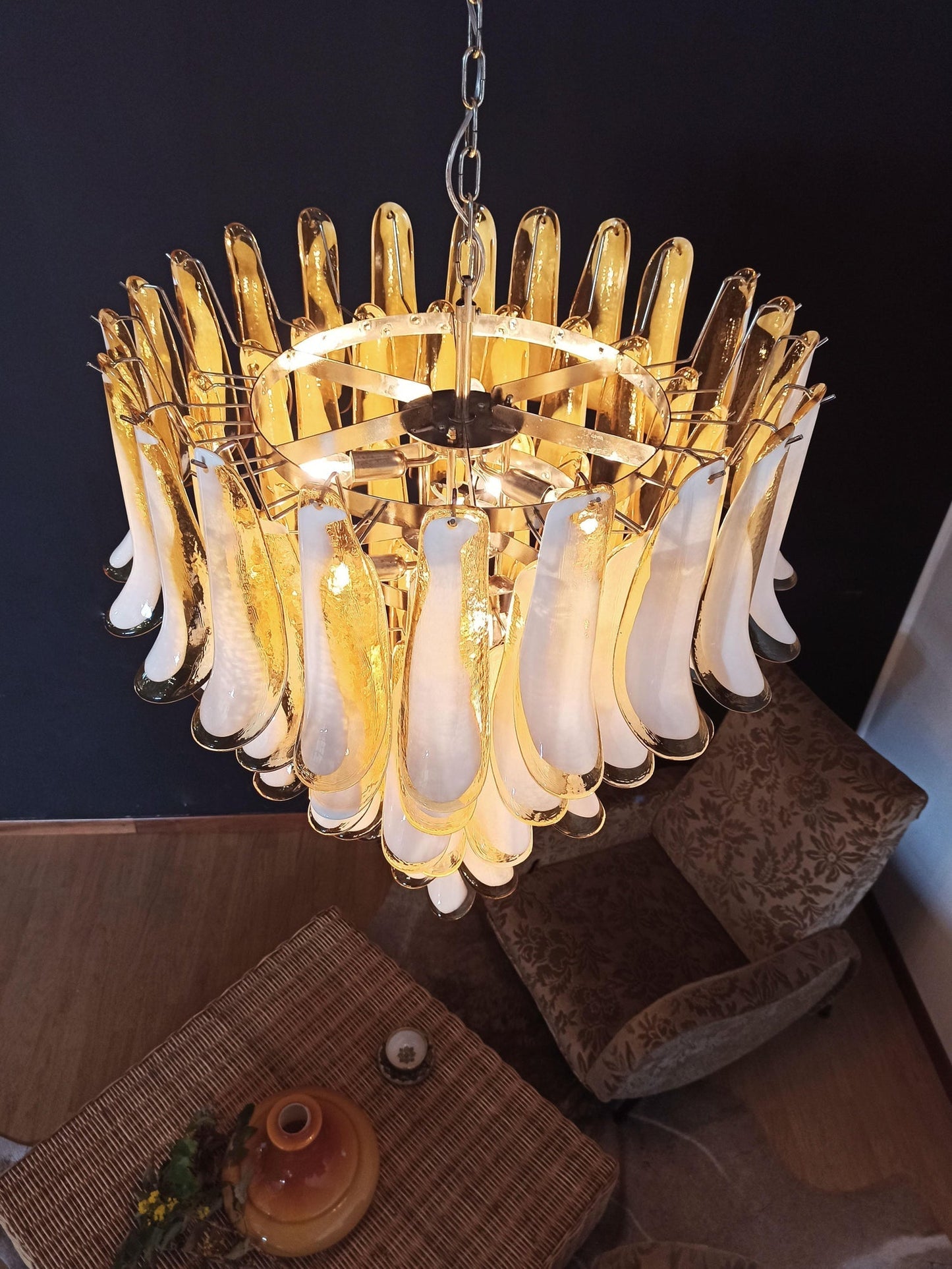Murano Petal Chandelier - Handcrafted Italian Blown Glass Floral Pendant