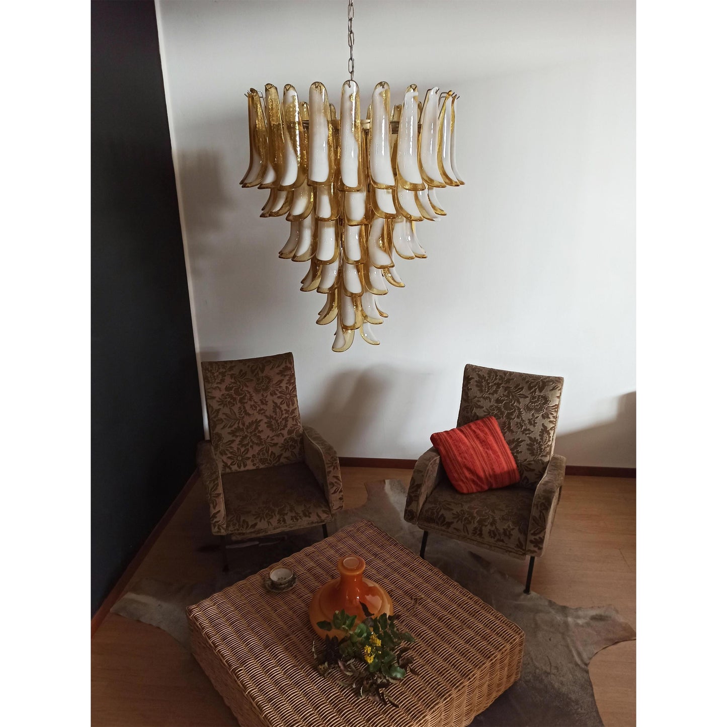 Murano Petal Chandelier - Handcrafted Italian Blown Glass Floral Pendant