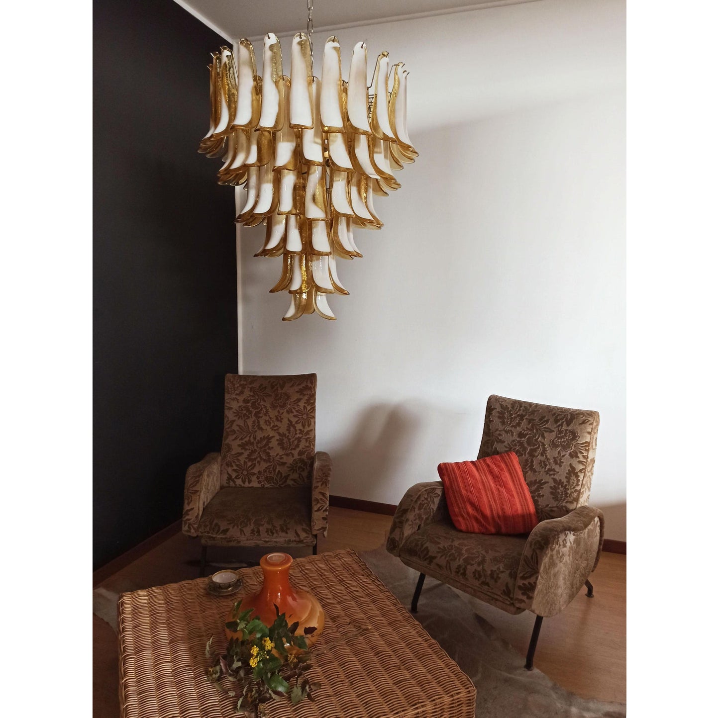 Murano Petal Chandelier - Handcrafted Italian Blown Glass Floral Pendant
