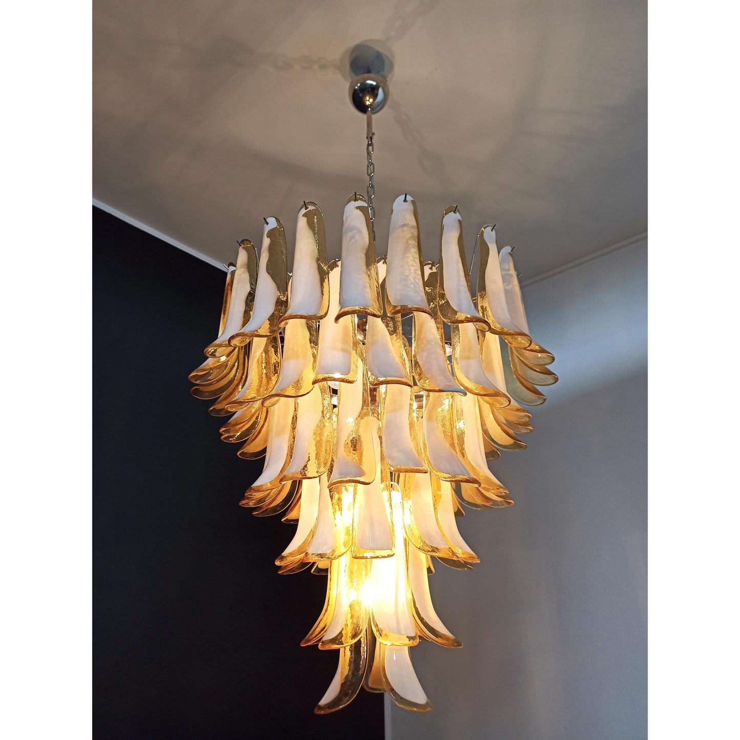 Murano Petal Chandelier - Handcrafted Italian Blown Glass Floral Pendant