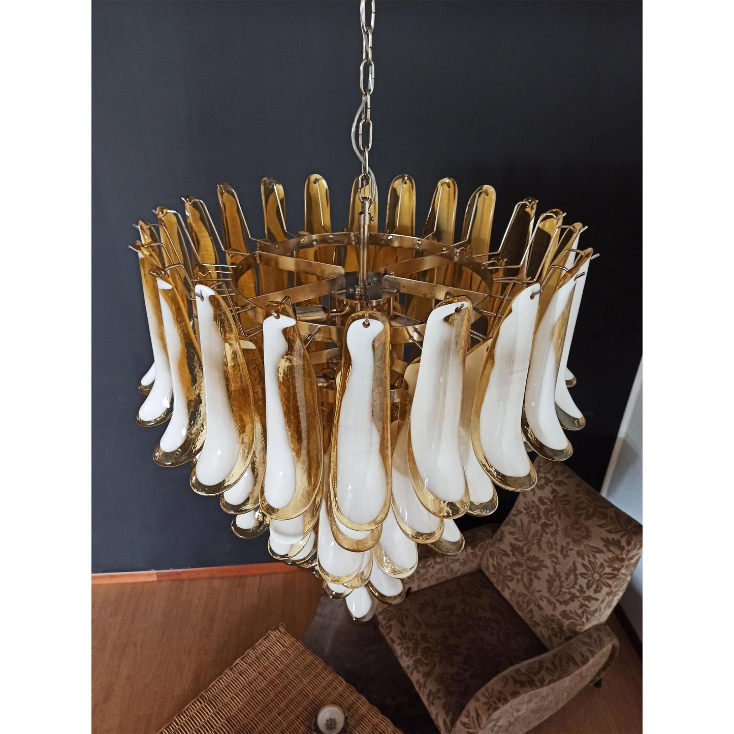 Murano Petal Chandelier - Handcrafted Italian Blown Glass Floral Pendant
