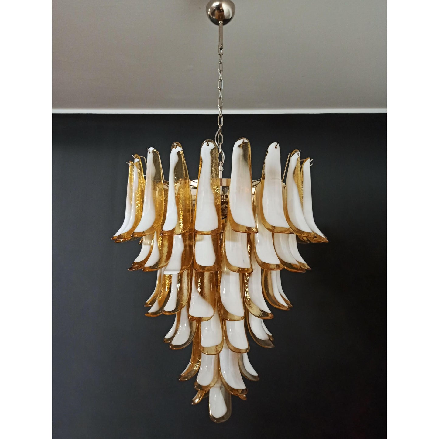 Murano Petal Chandelier - Handcrafted Italian Blown Glass Floral Pendant