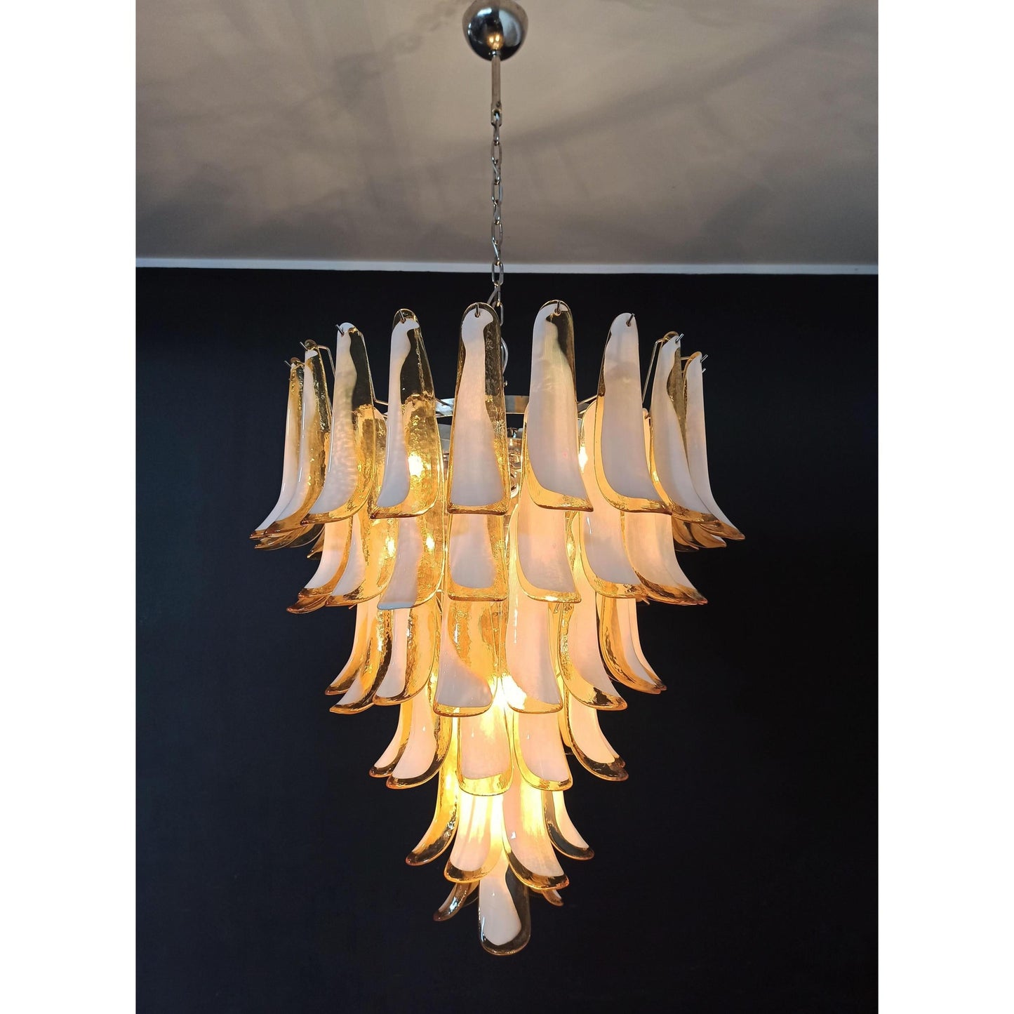 Murano Petal Chandelier - Handcrafted Italian Blown Glass Floral Pendant