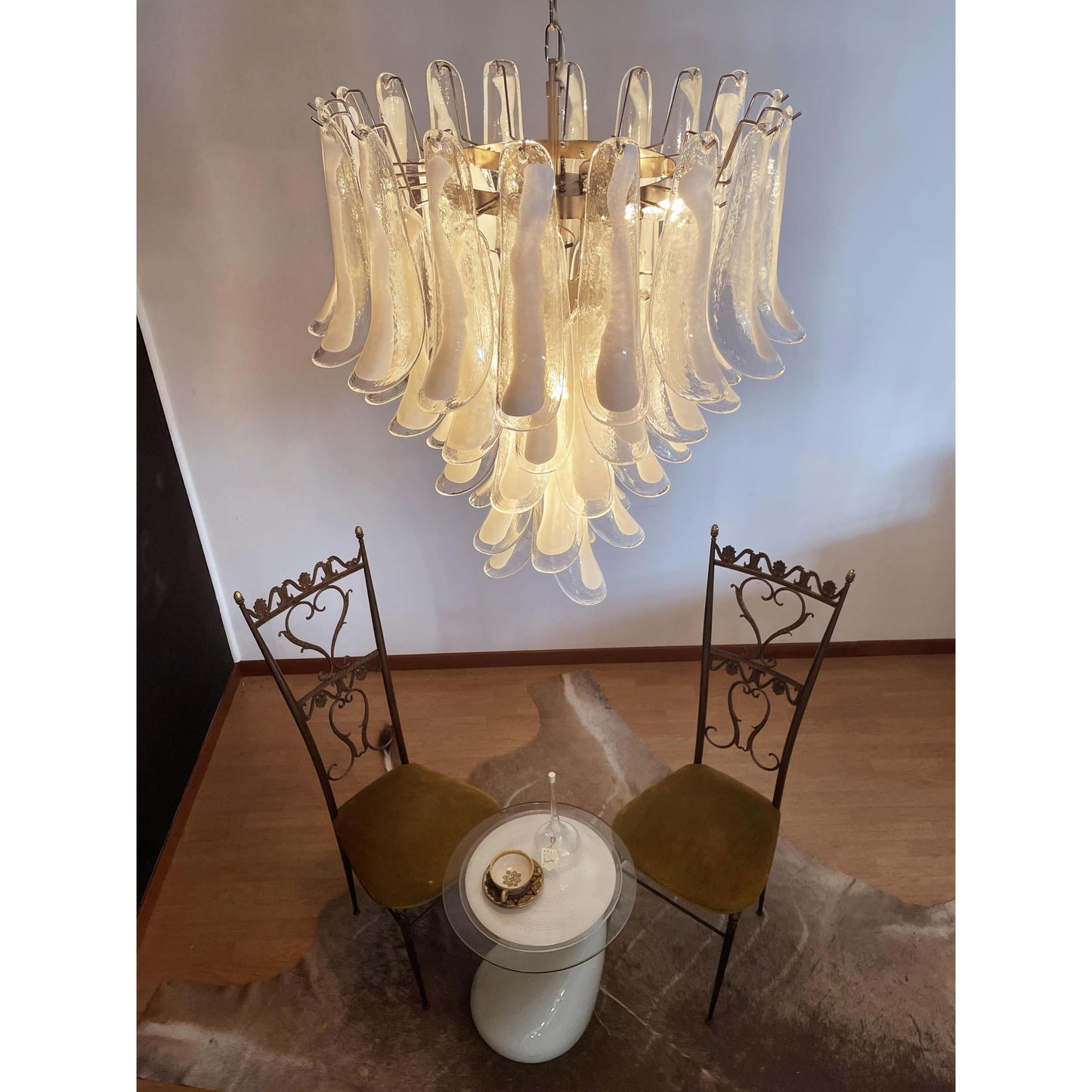 Murano Petal Chandelier - Handcrafted Italian Blown Glass Floral Pendant