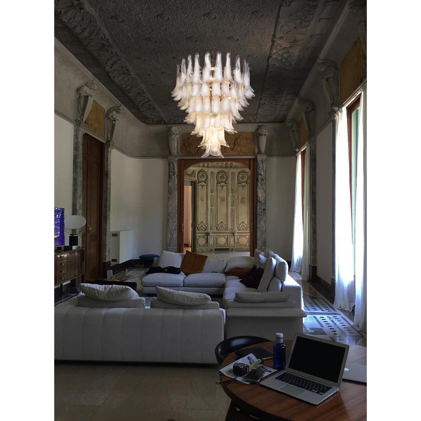 Murano Petal Chandelier - Handcrafted Italian Blown Glass Floral Pendant