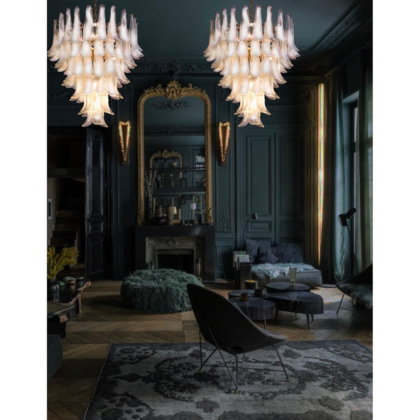 Murano Petal Chandelier - Handcrafted Italian Blown Glass Floral Pendant