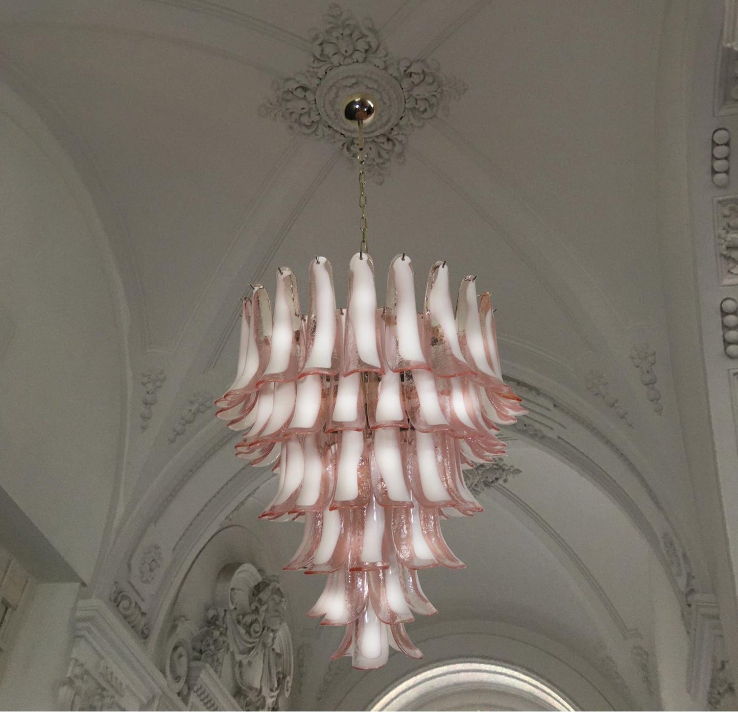 Murano Petal Chandelier - Handcrafted Italian Blown Glass Floral Pendant