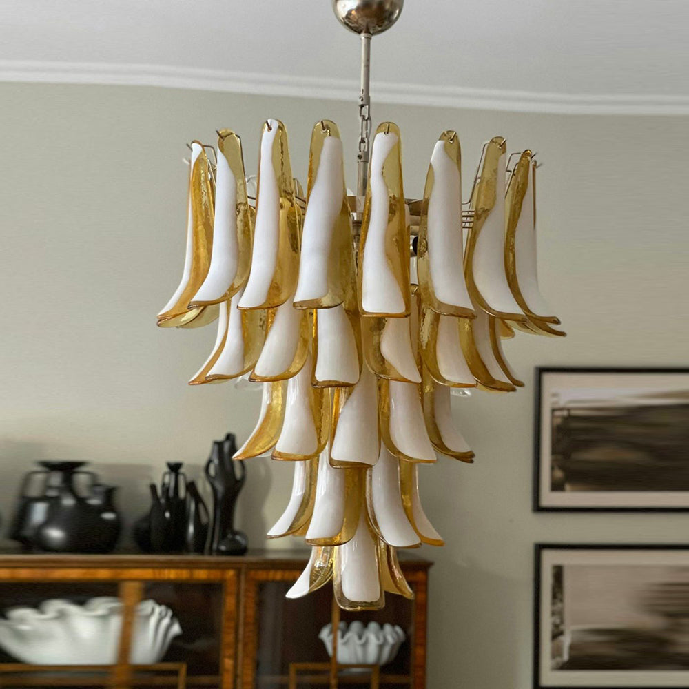 Murano Petal Chandelier - Handcrafted Italian Blown Glass Floral Pendant