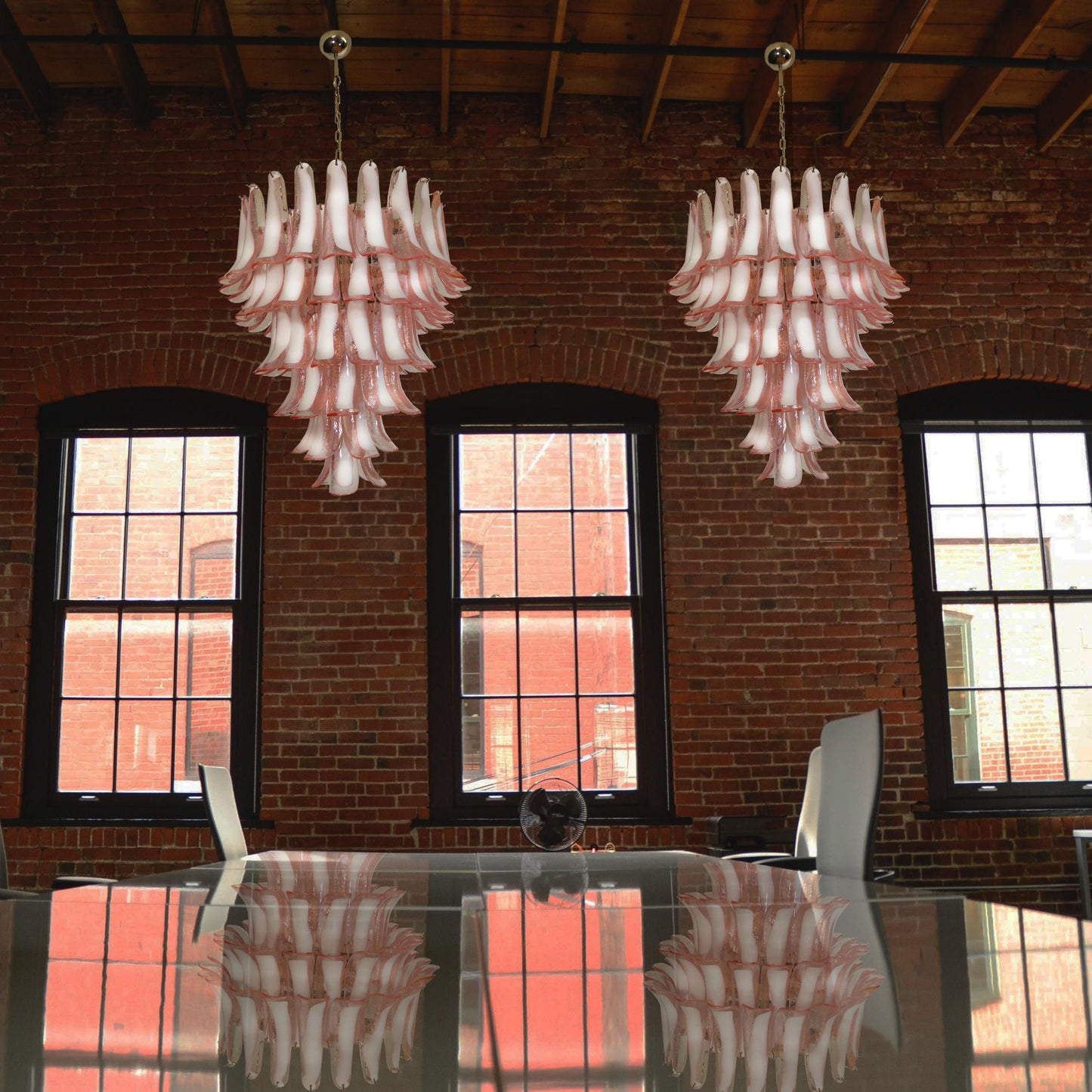 Murano Petal Chandelier - Handcrafted Italian Blown Glass Floral Pendant