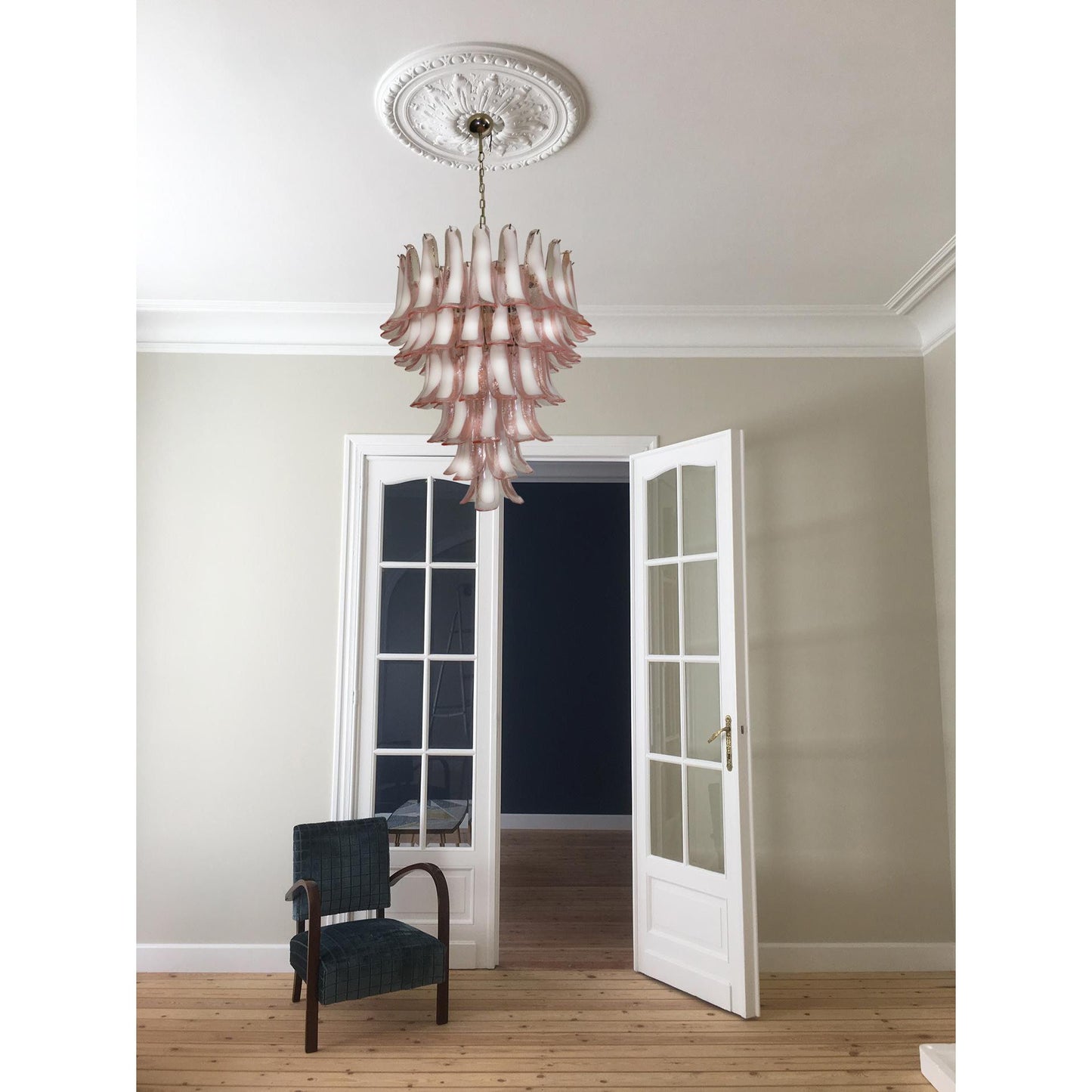 Murano Petal Chandelier - Handcrafted Italian Blown Glass Floral Pendant