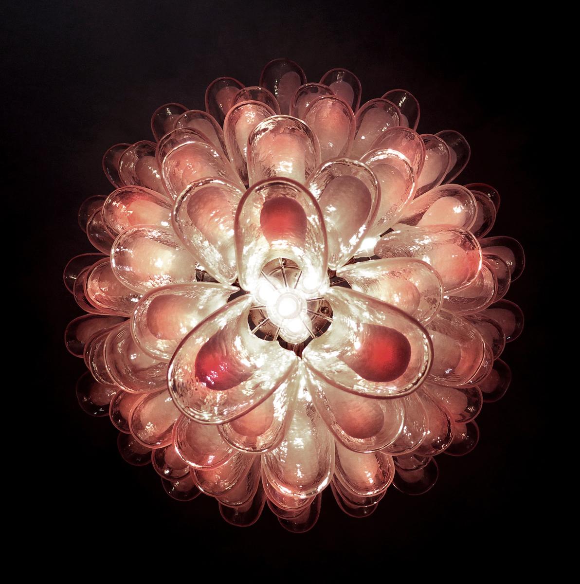Murano Petal Chandelier - Handcrafted Italian Blown Glass Floral Pendant
