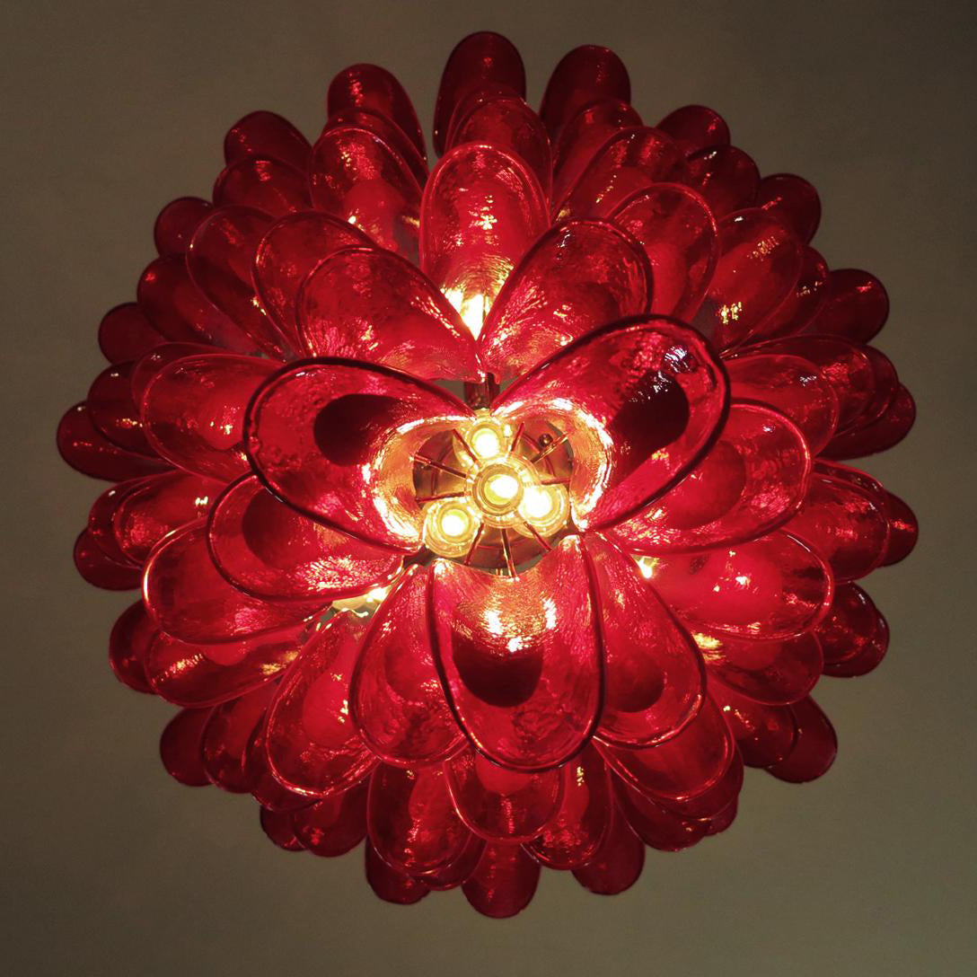 Murano Petal Chandelier - Handcrafted Italian Blown Glass Floral Pendant