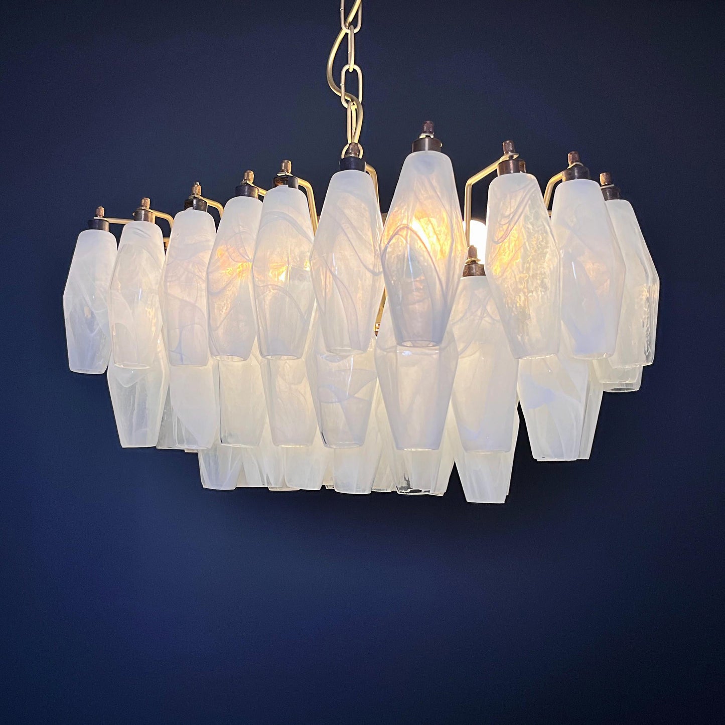 Murano Poliedri Chandelier - Handcrafted Alabaster Glass & Brass Pendant | Italian Luxury