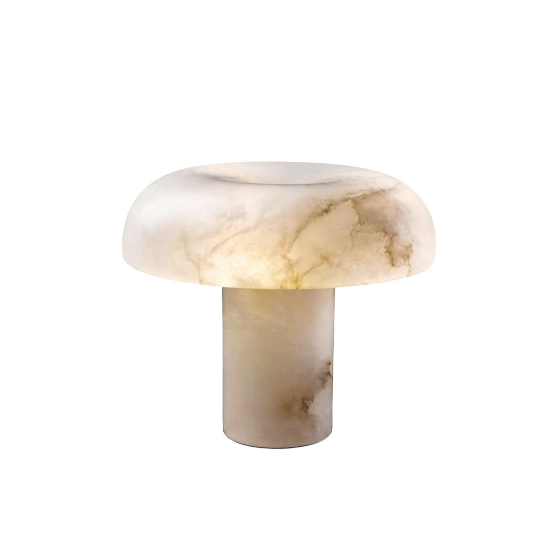 Mushroom Type Alabaster Table Lamp - Spanish Cloud Stone & Brass Desk Light | Modern Organic