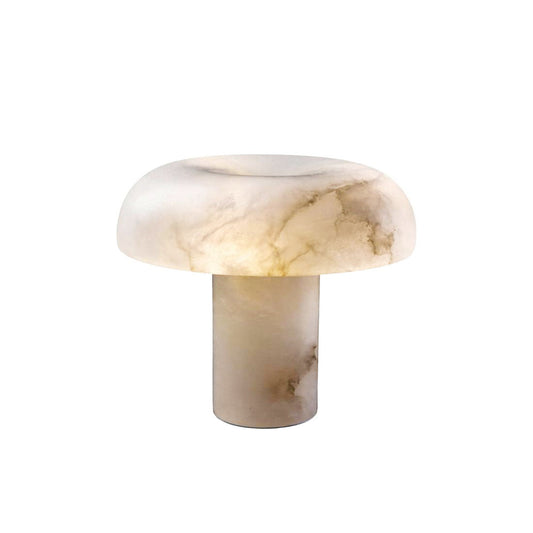 Mushroom Type Alabaster Table Lamp - Spanish Cloud Stone & Brass Desk Light | Modern Organic