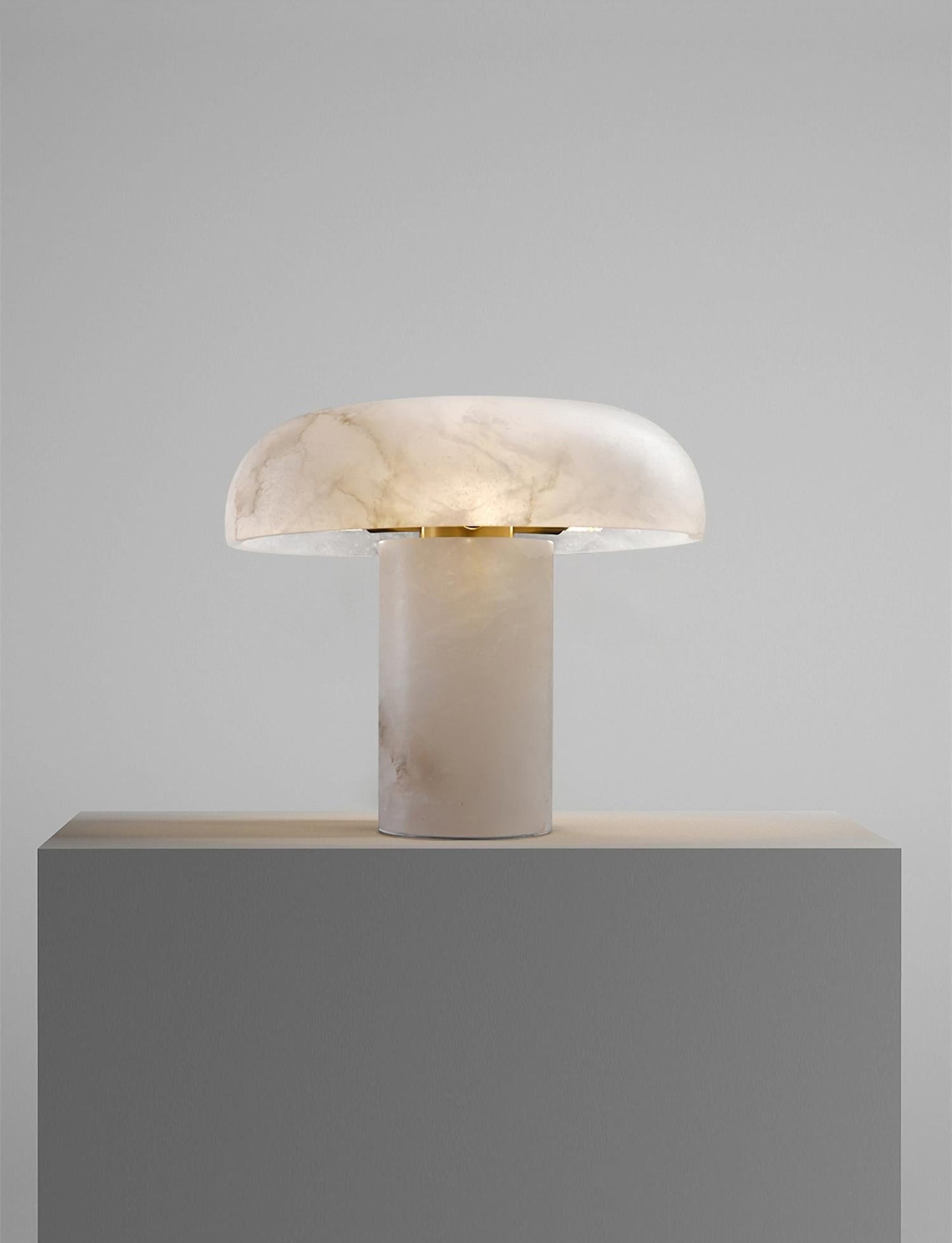 Mushroom Type Alabaster Table Lamp - Spanish Cloud Stone & Brass Desk Light | Modern Organic