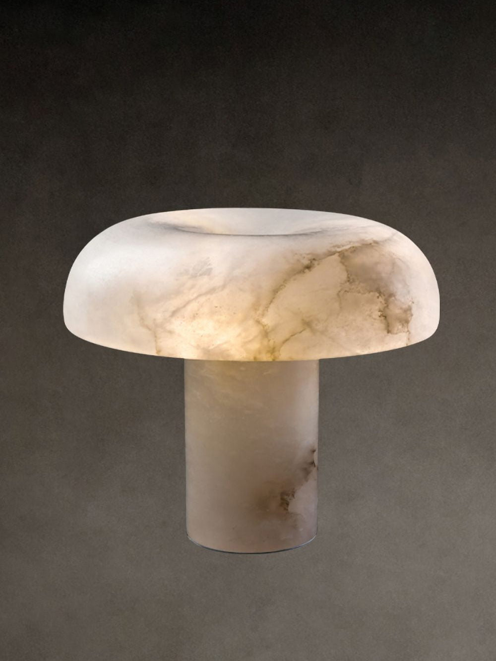 Mushroom Type Alabaster Table Lamp - Spanish Cloud Stone & Brass Desk Light | Modern Organic