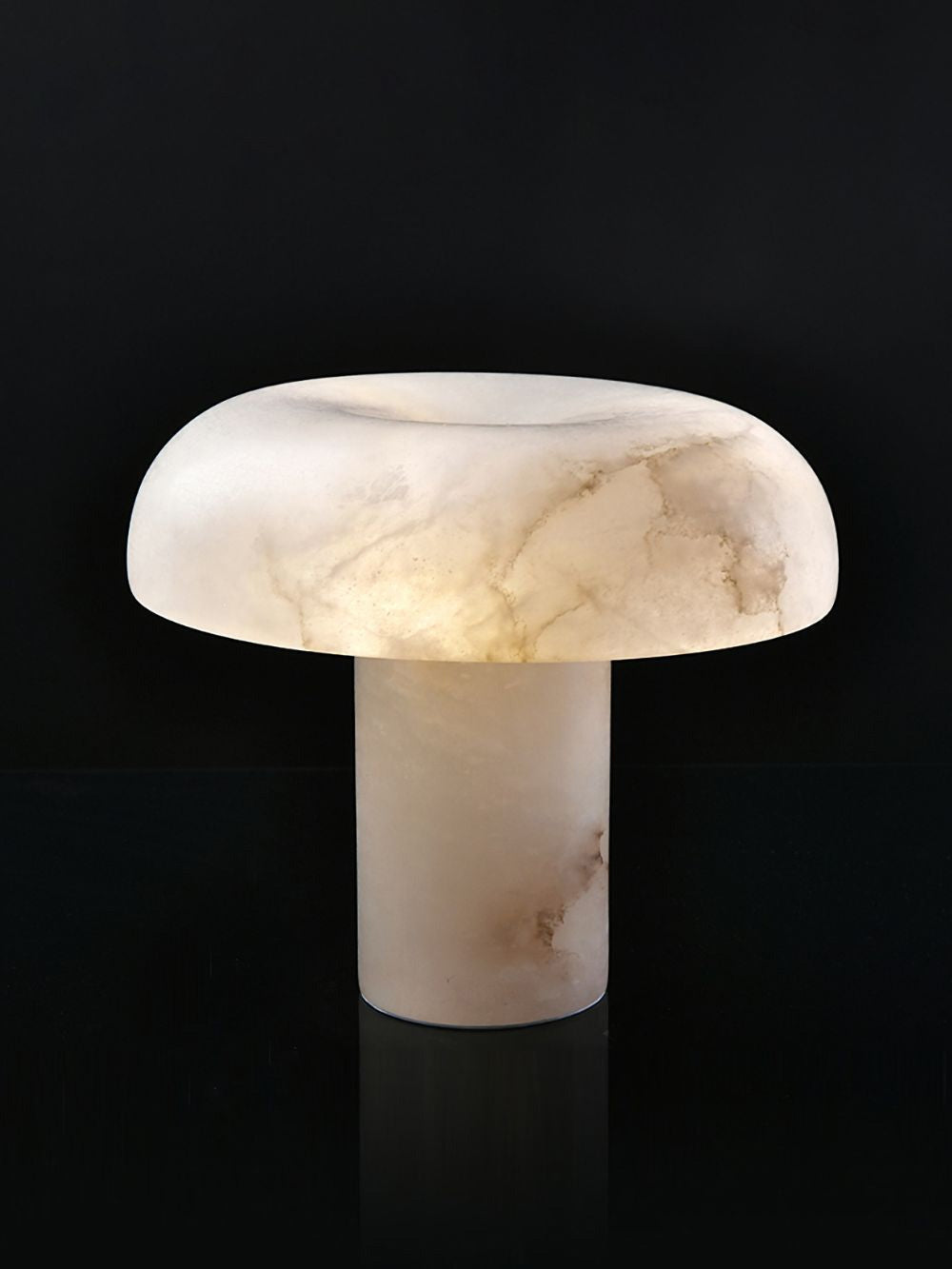 Mushroom Type Alabaster Table Lamp - Spanish Cloud Stone & Brass Desk Light | Modern Organic