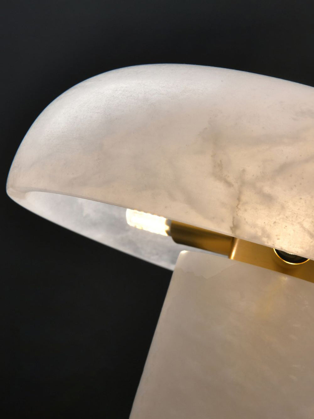 Mushroom Type Alabaster Table Lamp - Spanish Cloud Stone & Brass Desk Light | Modern Organic