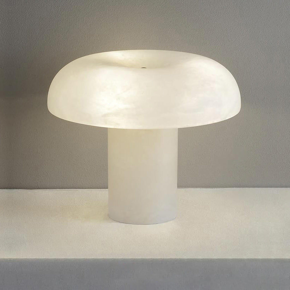 Mushroom Type Alabaster Table Lamp - Spanish Cloud Stone & Brass Desk Light | Modern Organic