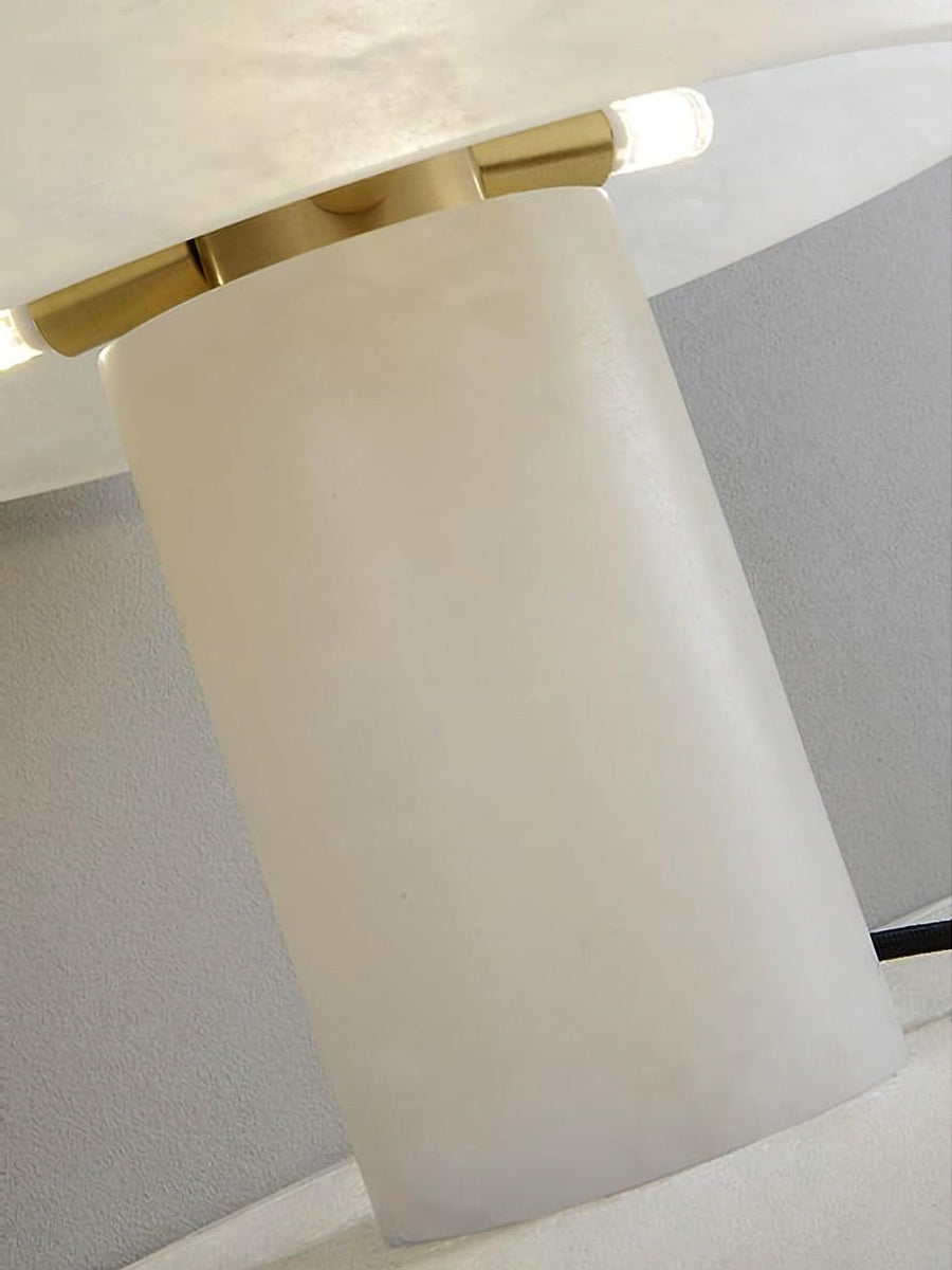 Mushroom Type Alabaster Table Lamp - Spanish Cloud Stone & Brass Desk Light | Modern Organic