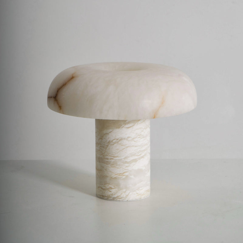 Mushroom Type Alabaster Table Lamp - Spanish Cloud Stone & Brass Desk Light | Modern Organic
