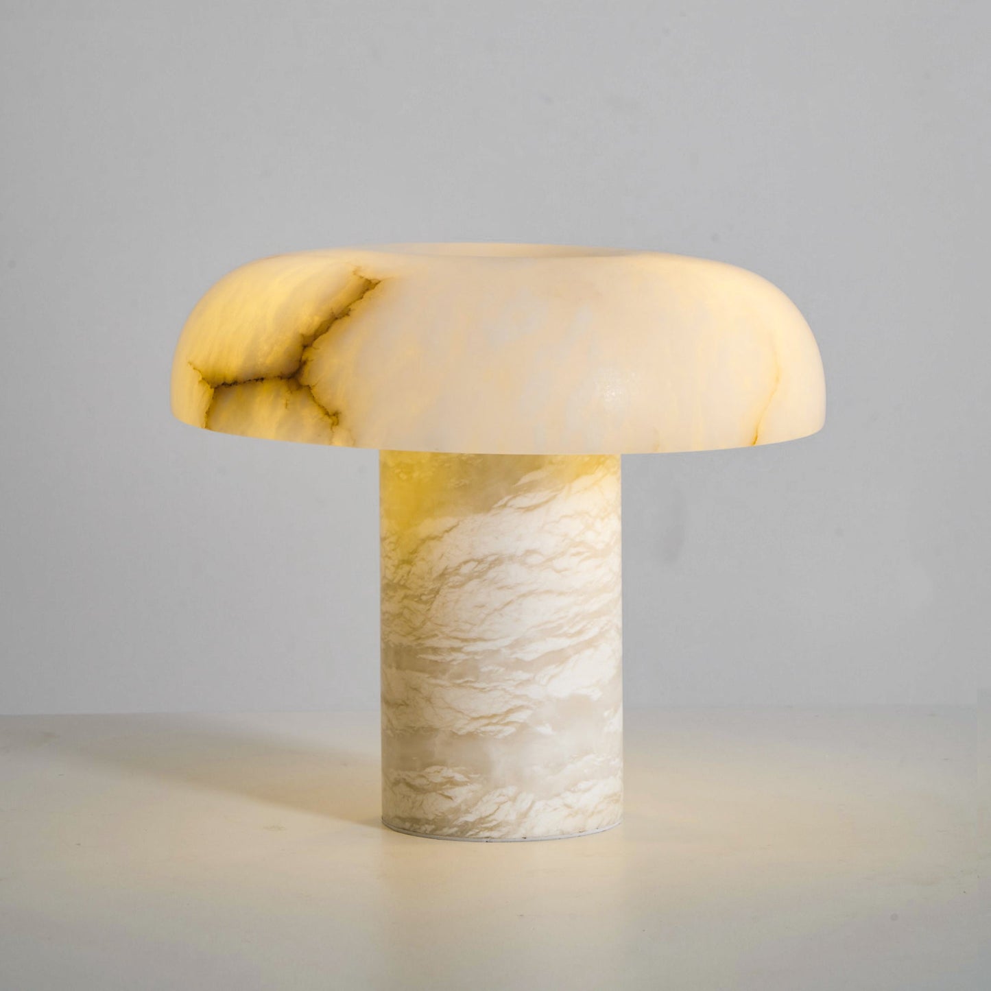 Mushroom Type Alabaster Table Lamp - Spanish Cloud Stone & Brass Desk Light | Modern Organic