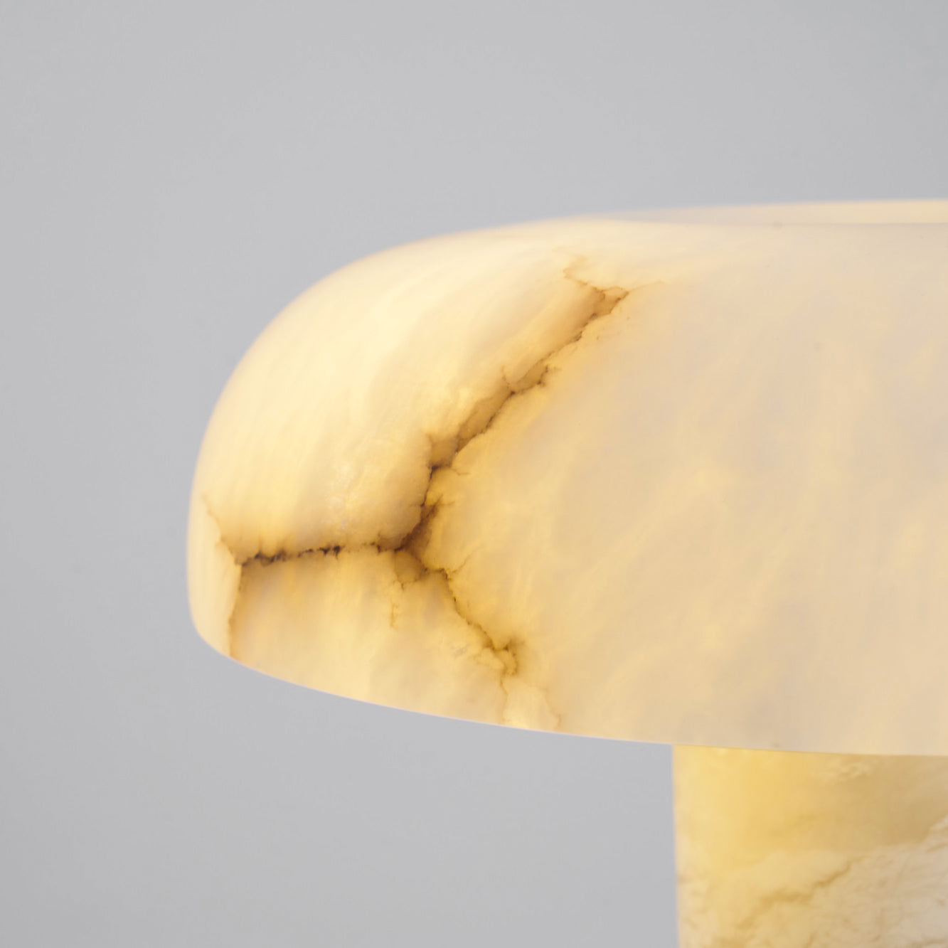Mushroom Type Alabaster Table Lamp - Spanish Cloud Stone & Brass Desk Light | Modern Organic
