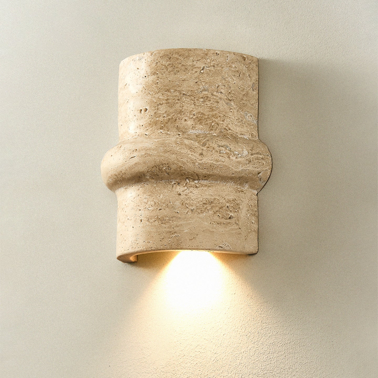 Mya Travertine Wall Lamp - Sculptural Natural Stone Sconce | Modern Organic Art Lighting
