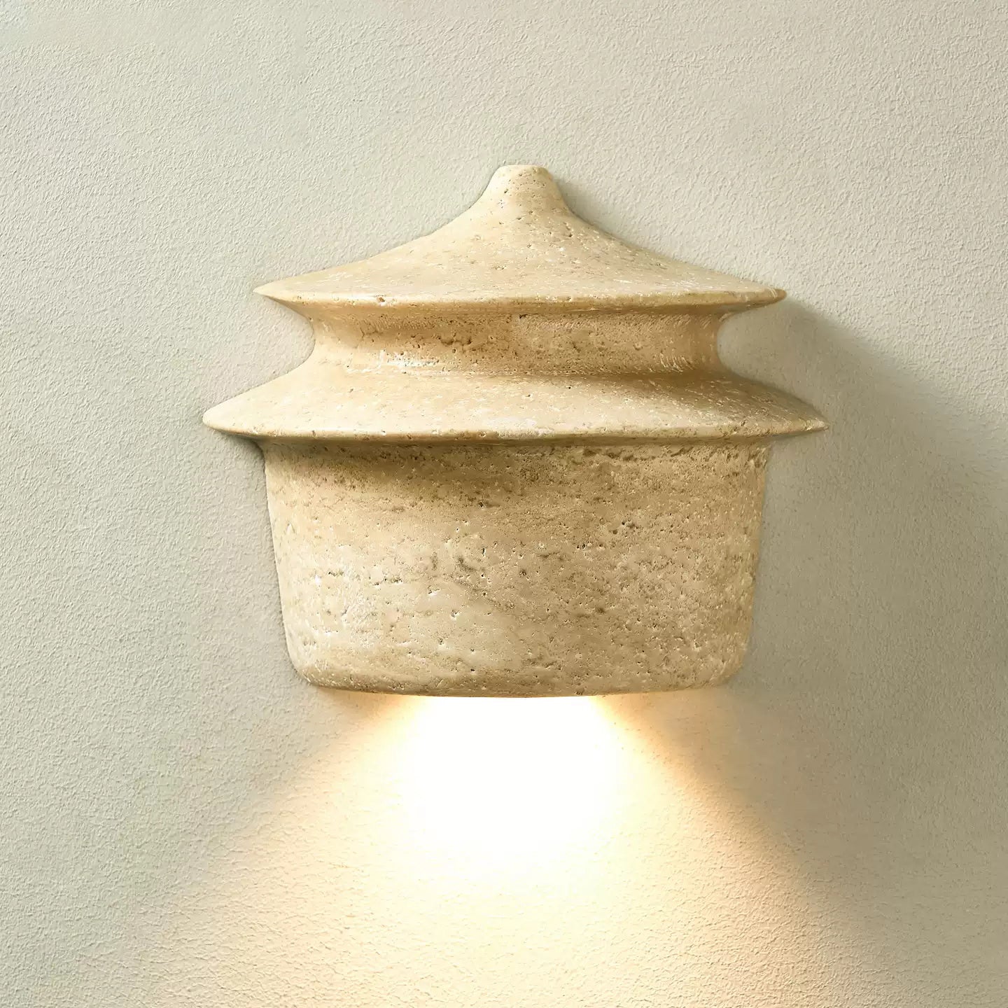 Mya Travertine Wall Lamp - Sculptural Natural Stone Sconce | Modern Organic Art Lighting