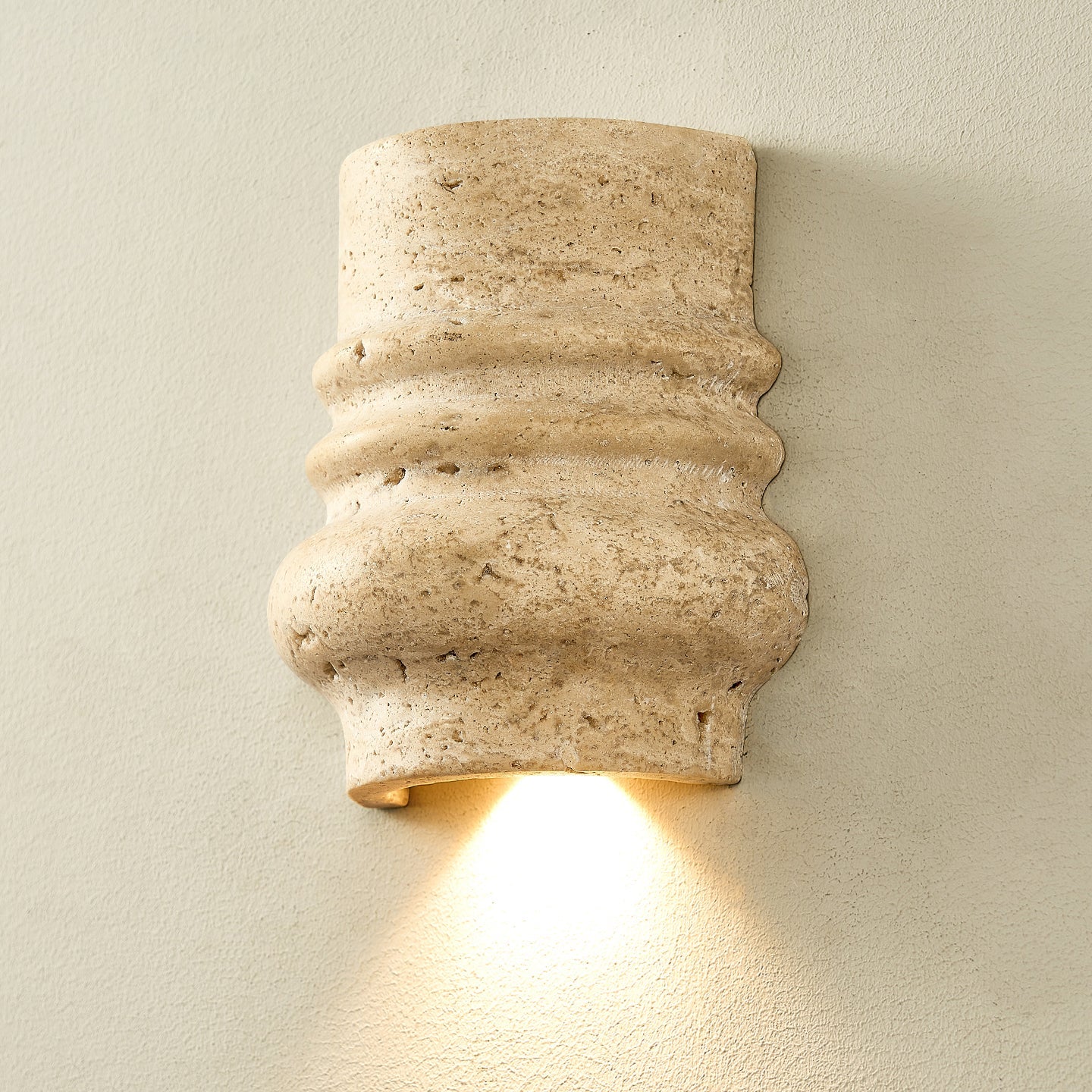Mya Travertine Wall Lamp - Sculptural Natural Stone Sconce | Modern Organic Art Lighting