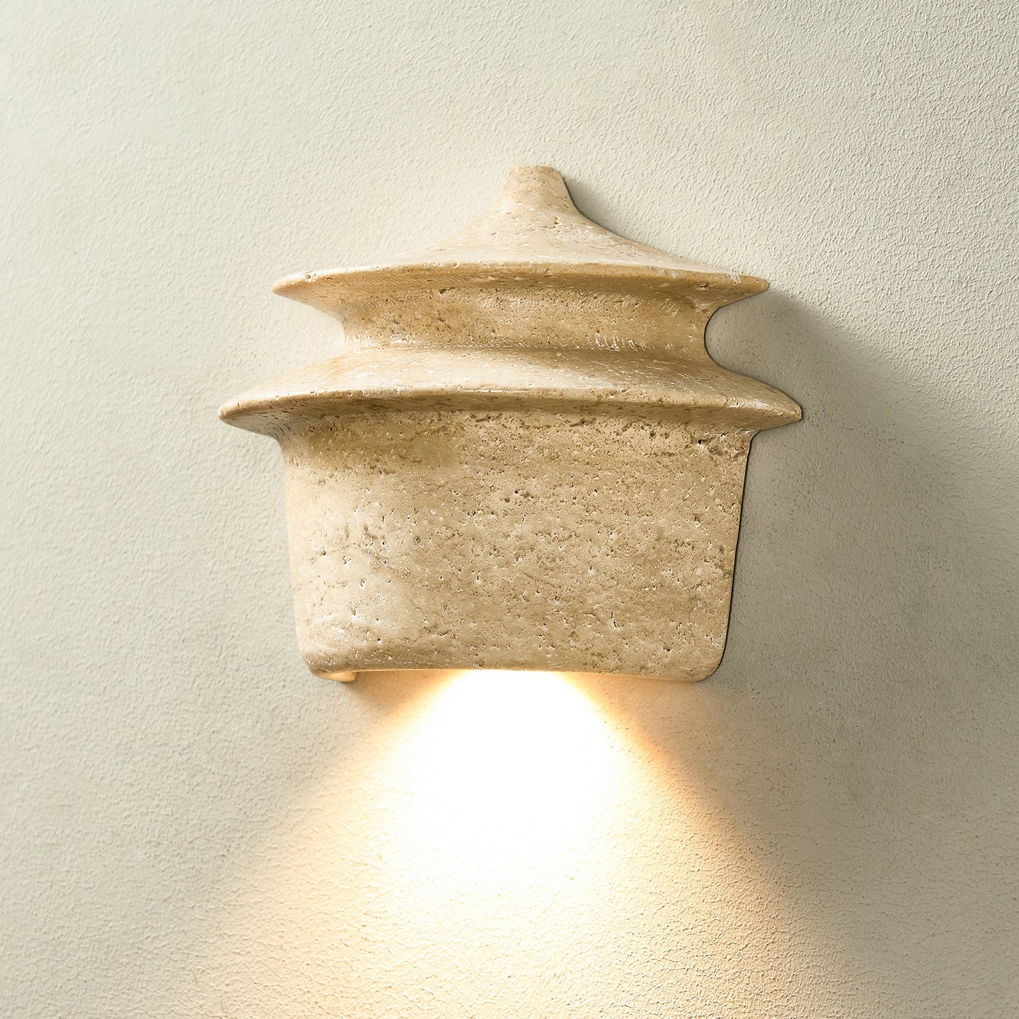 Mya Travertine Wall Lamp - Sculptural Natural Stone Sconce | Modern Organic Art Lighting
