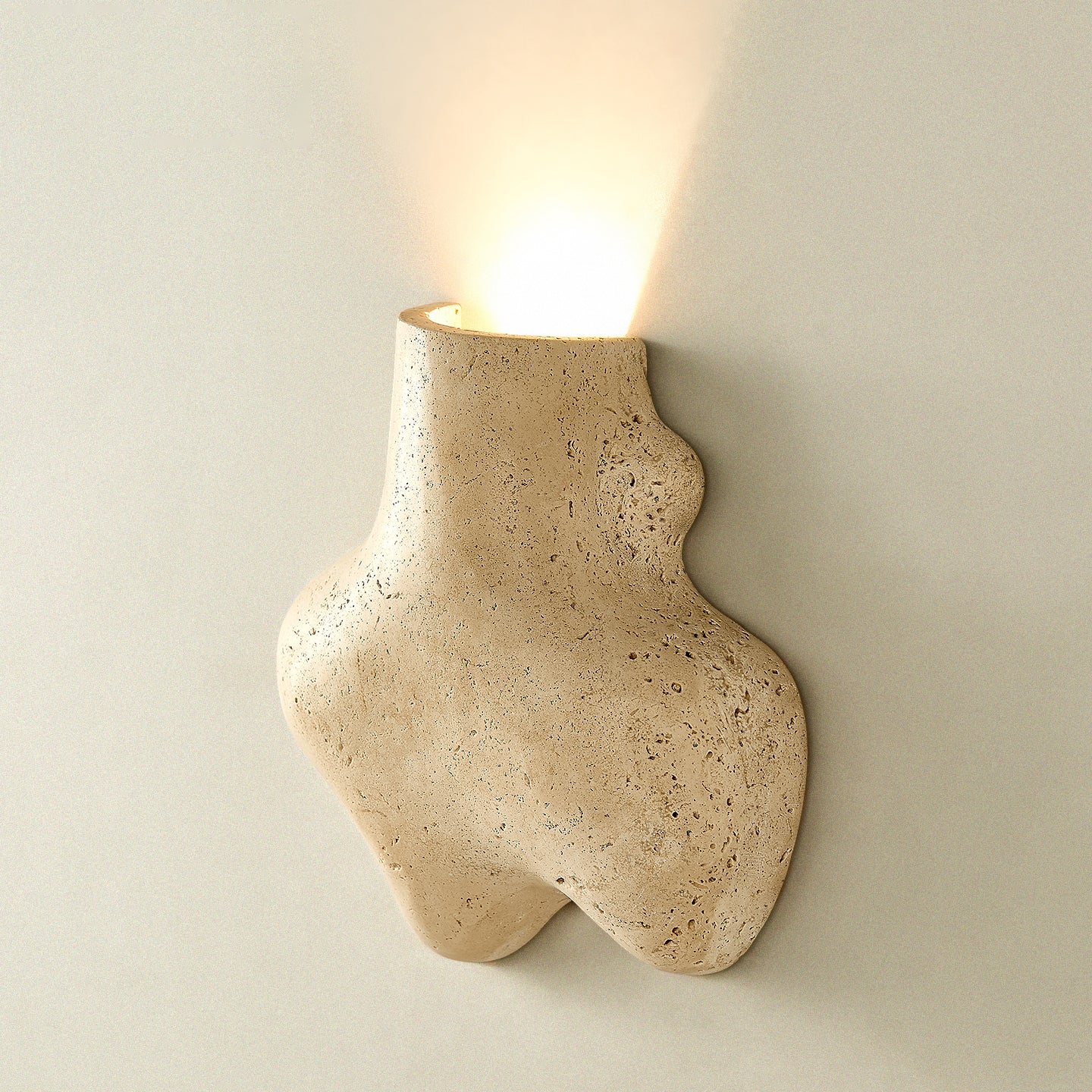 Mya Travertine Wall Lamp - Sculptural Natural Stone Sconce | Modern Organic Art Lighting