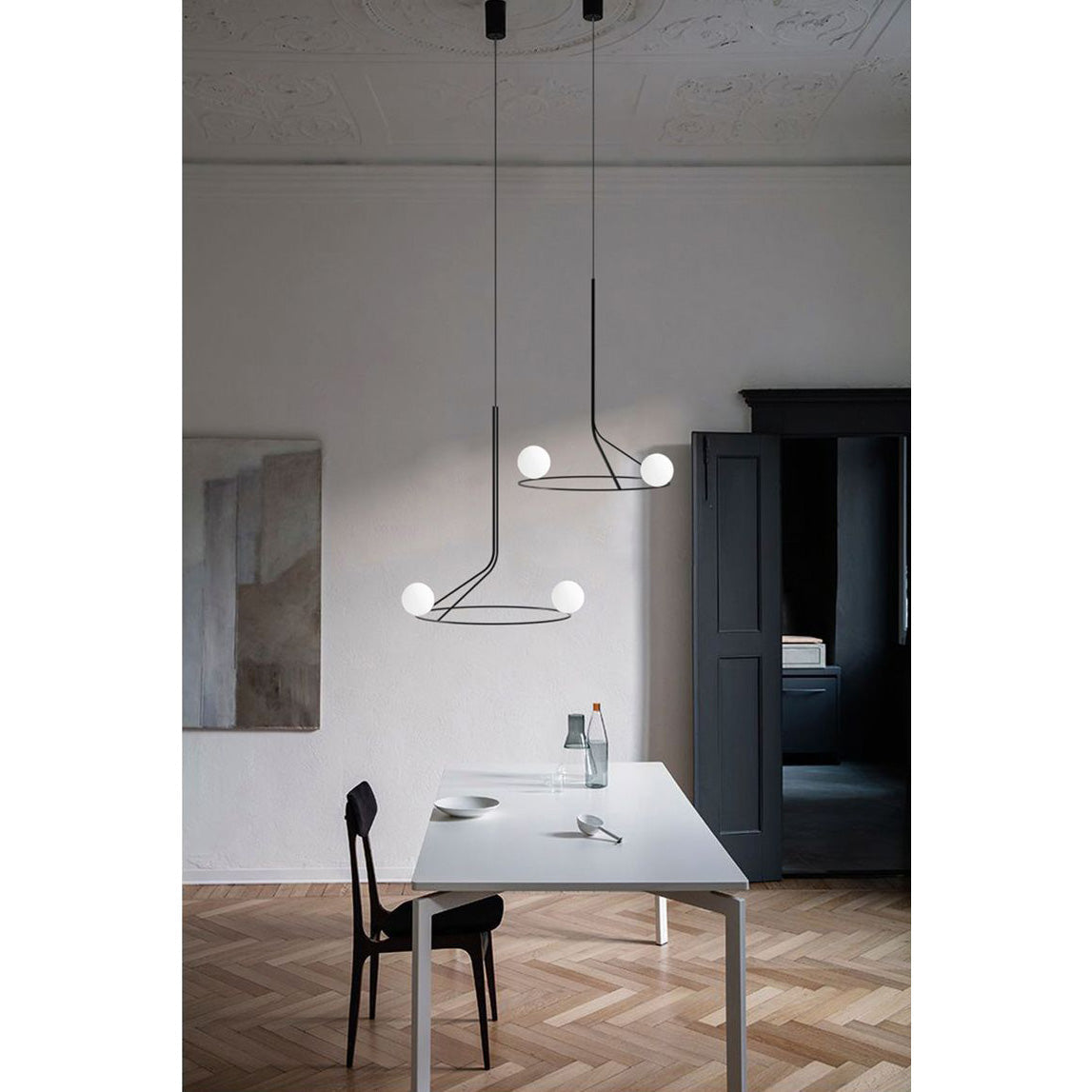 Na Lini Chandelier - Minimalist Geometric Brass & Glass Pendant Light