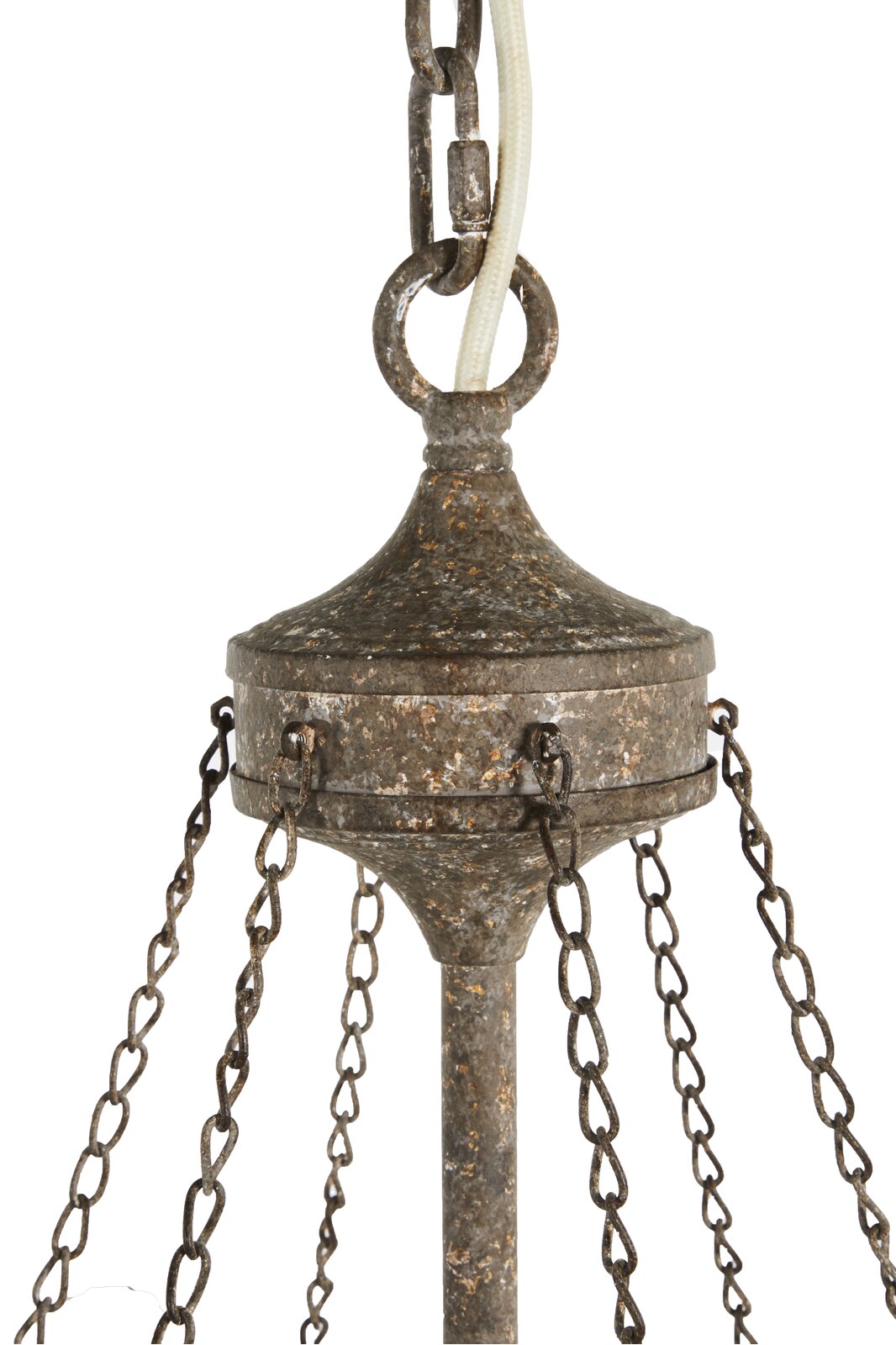 Nadia Chandelier - Rust Brown Wagon Wheel Wooden Bead 6-Light Chandelier