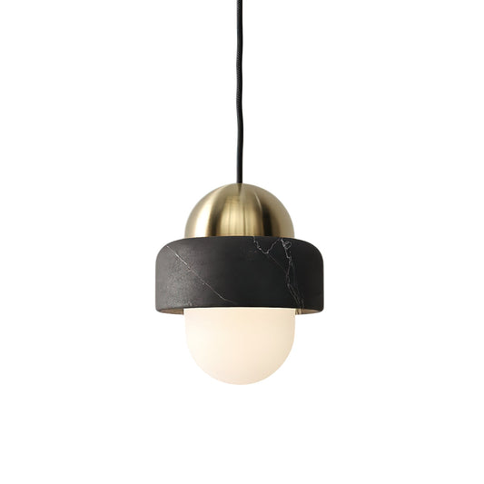 Naga Pendant Lamp - Natural Marble & Gold Accent Glass Globe Light