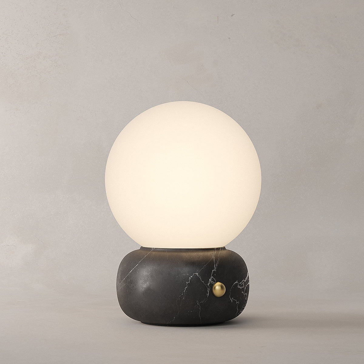 Naga Table Lamp - Hand-Sculpted Natural Marble & Opal Glass Light